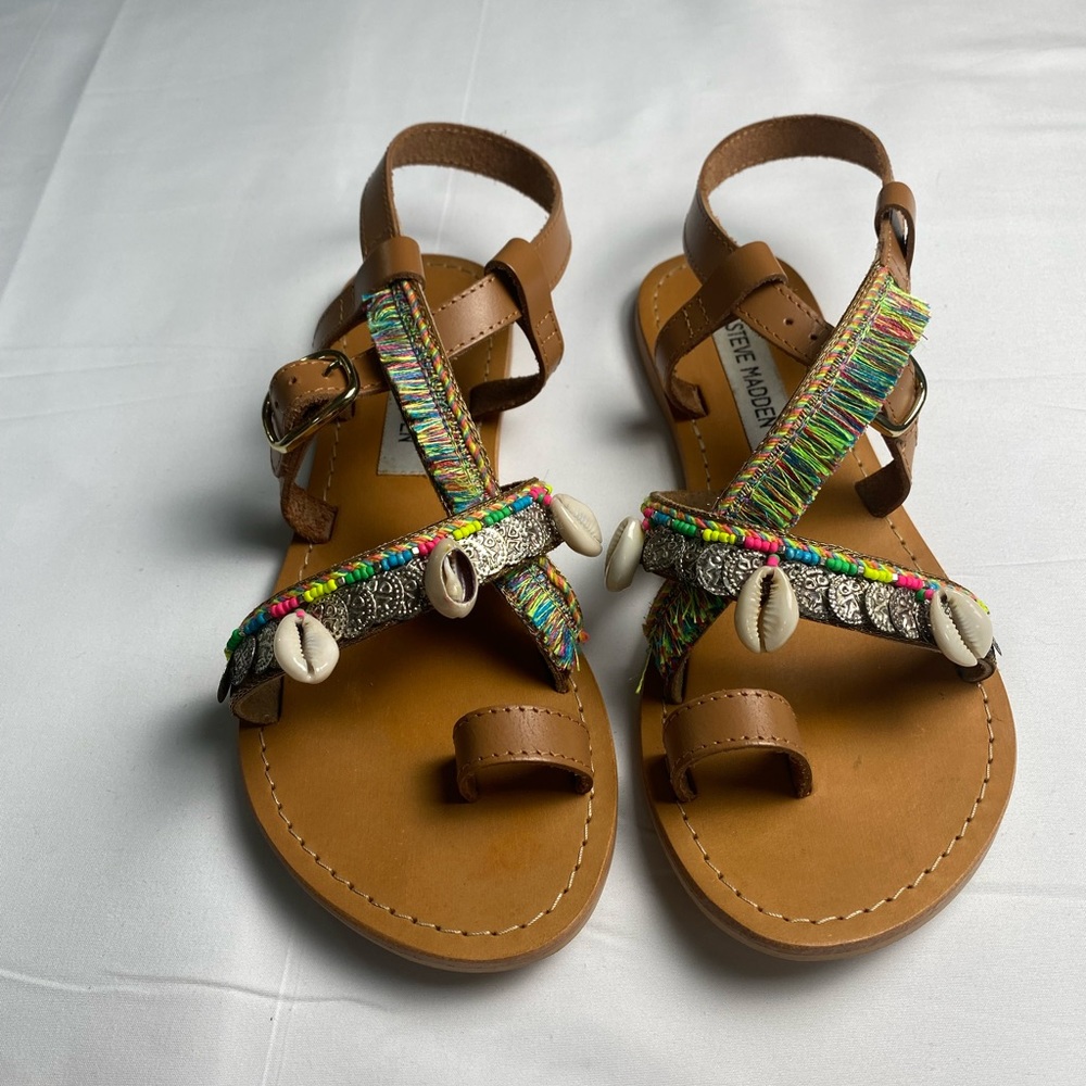 Steve Madden Rowen Multi Colored Seashells Sandal… - image 1